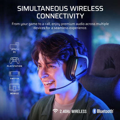 Corsair Void v2 MAX Wireless Gaming Headset for PC, PS5, PS4, Switch, Mobile - Simultaneous 2.4GHz+Bluetooth, Dolby Atmos, Sonarworks SoundID, 70Hr Battery, Fast Charging, Clear Microphone - Carbon 🍁 All In One Marketplace Canada