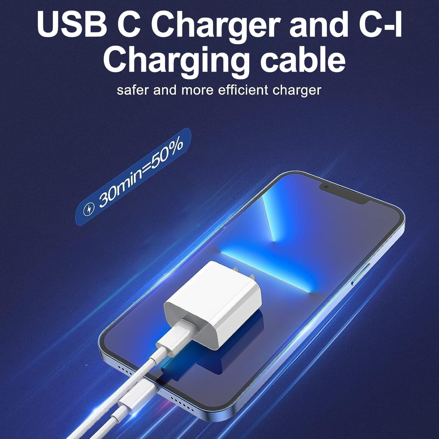 iPhone Charger Apple Charger, [Apple MFi Certified]2 Pack Apple Type C Wall Charger Block with 2 Pack [6FT&10FT] Long USB C to Lightning Cable for iPhone 14/13/12/12 Pro Max/11/Xs Max/XR/X,AirPods Pro - Available at All In One Marketplace Canada