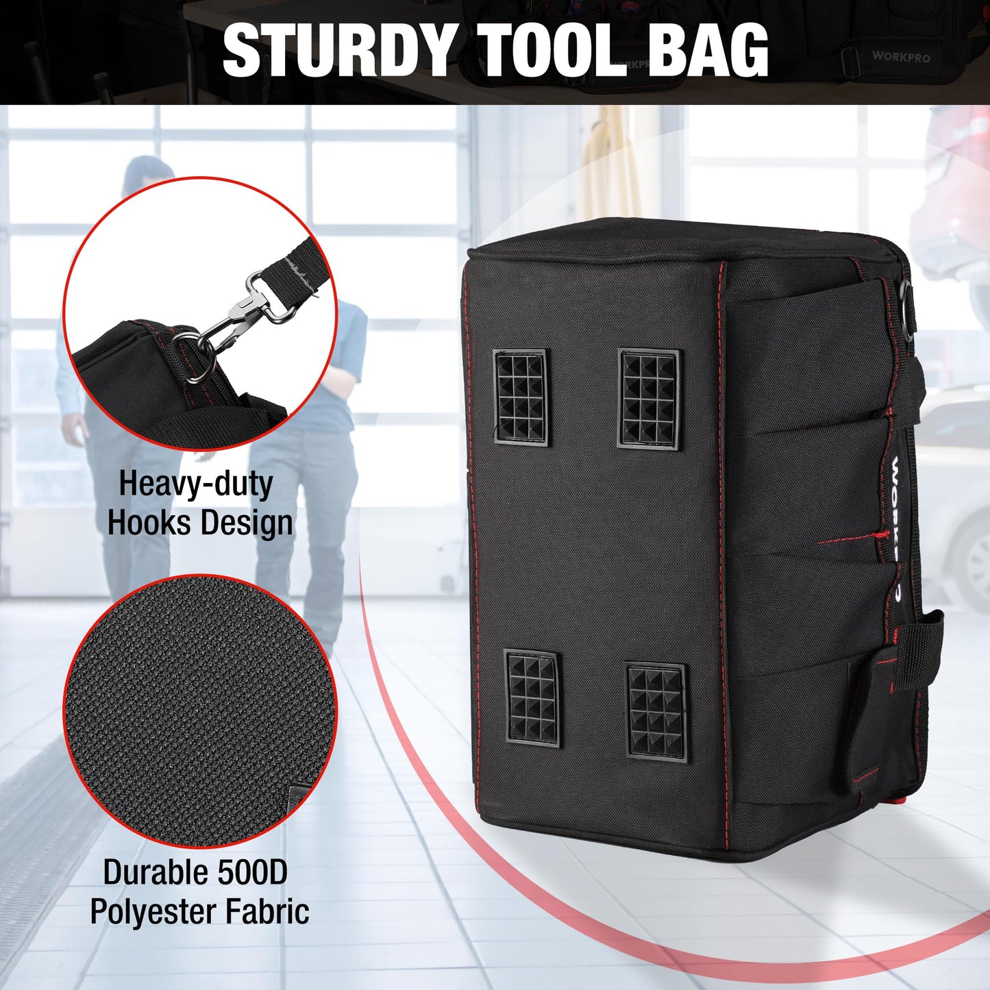 WORKPRO Close Top Wide Mouth Tool Bag Storage Organizer Close Tote, 14" 🍁 All In One Marketplace Canada WORKPRO
