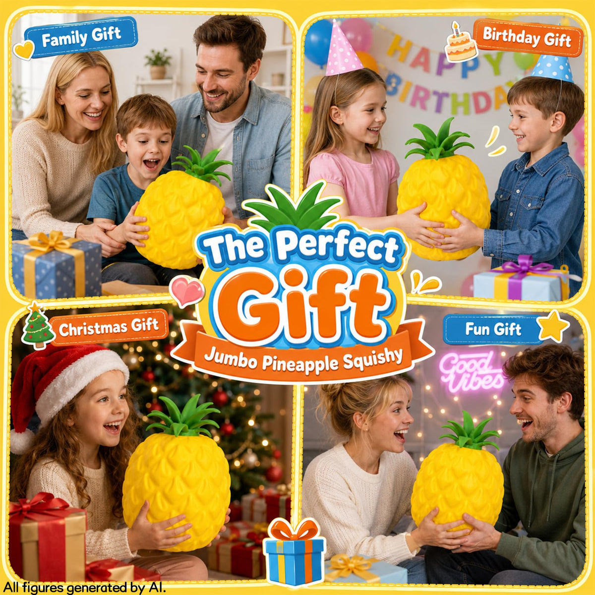 6.7in Jumbo Pineapple Squishy Toys,Squeeze Sensory Fidget Novelty Toys for Stress & Anxiety Relief,Christmas Birthday White Elephant Gifts Party Favors 🍁 All In One Marketplace Canada