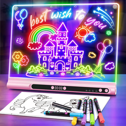 Geokay 16“ Rechargeable LED Drawing Board, 9-Color Light Modes with Timer 🍁 All In One Marketplace Canada
