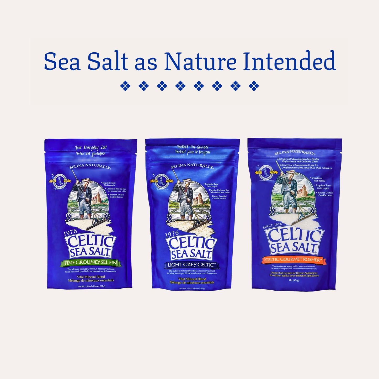 Celtic Sea Salt Fine Ground - Resealable Bags, 1 Pound, 2 Pack