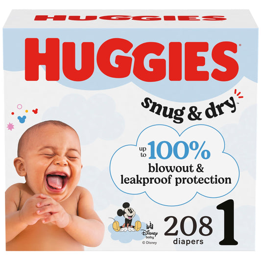 Huggies Size 1 Diapers, Snug & Dry Newborn Diapers, Size 1 (8-14 lbs), 208 Count (4 Packs of 52), Packaging May Vary 🍁 All In One Marketplace Canada