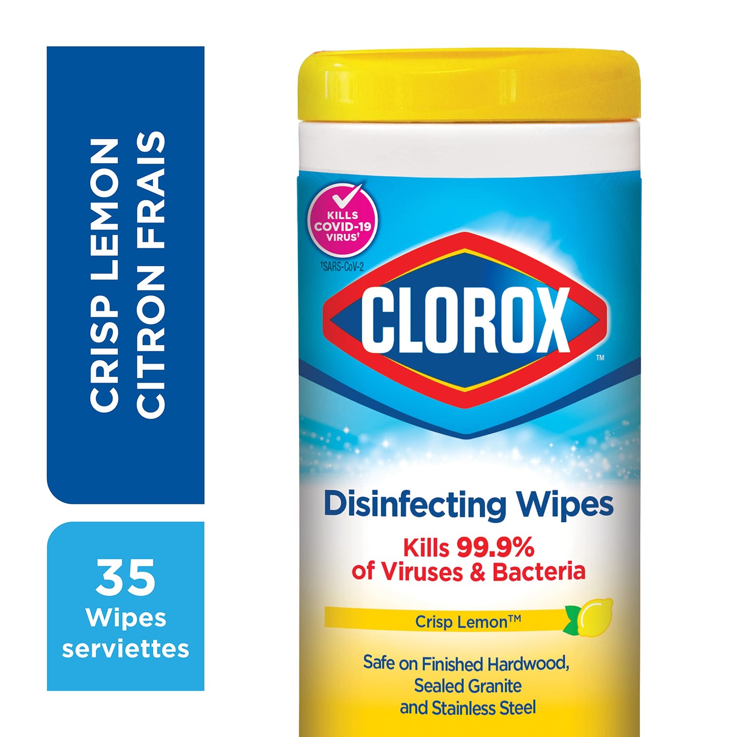 Clorox Disinfecting Wipes, Crisp Lemon, Kills 99.99% of Viruses & Bacteria, Multi-Pack of 12 - (12 x 35) 420 Wipes