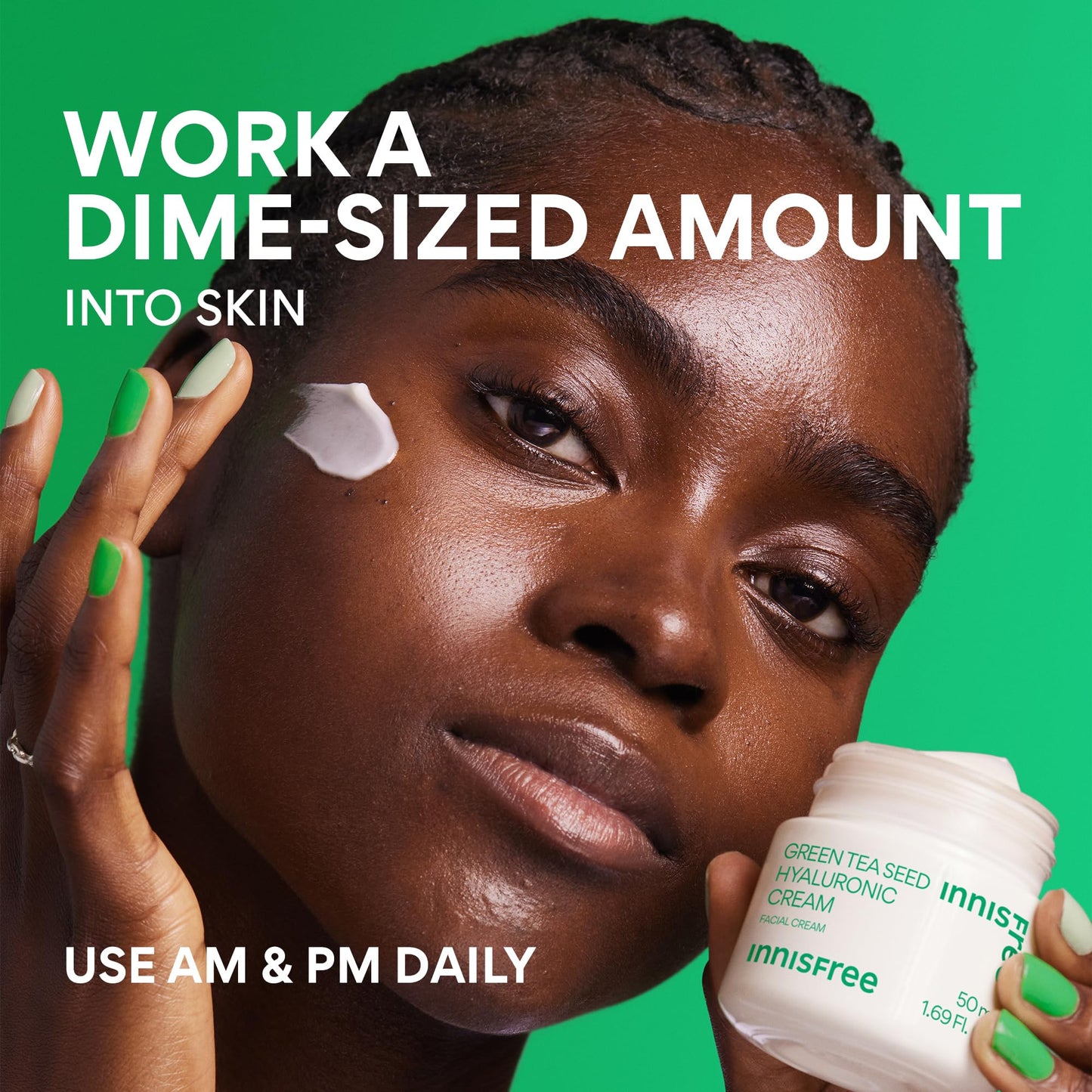 innisfree Jumbo Green Tea Seed Hyaluronic Acid Cream With Barrier Boosting Complex and Ceramide, Korean Hydrating Face Moisturizer for Dry Skin innisfree