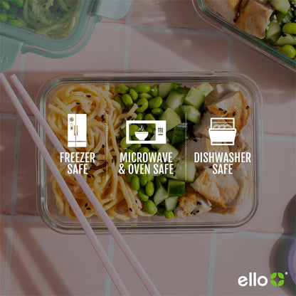 Ello Color Lock 3.4 Cup 10PC, 5 Pack Glass Meal Prep Sets Leak-Proof Glass Food Storage Containers with Airtight BPA-Free Plastic Lids, Dishwasher, Microwave, and Freezer Safe, Desert Festival 🍁 All In One Marketplace Canada Ello
