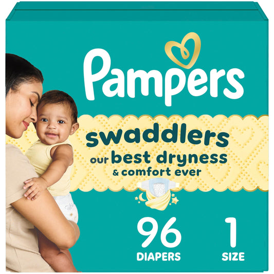 Pampers Swaddlers Diapers, Size S1, Absorbent, Keeps Baby Dry and Comfortable, Skin Safe Disposable Baby Diaper, 1 Pack (Count of 96) 🍁 All In One Marketplace Canada