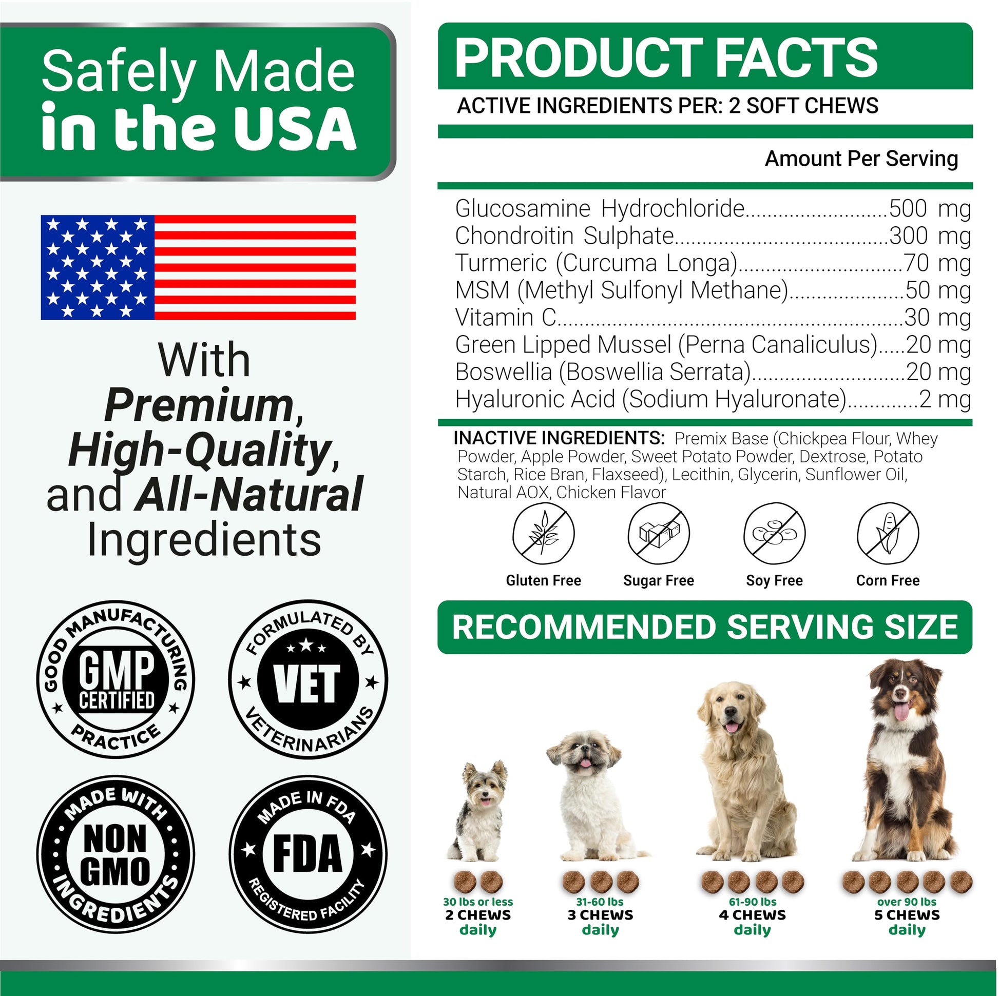 Glucosamine for Dogs - 240 Chews - Hip and Joint Supplement for Dogs with Chondroitin, MSM & Turmeric - Joint Pain Relief for Senior Dogs - All Breeds - Mobility Support - Value Pack - Made in USA - Available at All In One Marketplace Canada