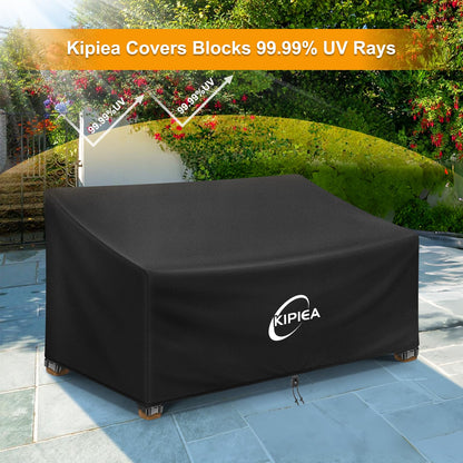 Kipiea Patio Sofa Cover, Heavy Duty 600D Outdoor Couch Cover Waterproof Winter, 2-Seat Patio Furniture Cover Loveseat, Outdoor Sofa Covers with Anti UV and No Tears, No Fading (58" W x 30" D x 31" H) 🍁 All In One Marketplace Canada