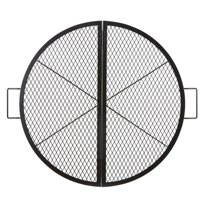 VEVOR X-Marks Fire Pit Grill Grate, Foldable Round Cooking Grate, Heavy Duty Steel Campfire BBQ Grill Grid with Handle and Support X Wire, Portable Camping Cookware for Outside Party, 36 Inch Black VEVOR