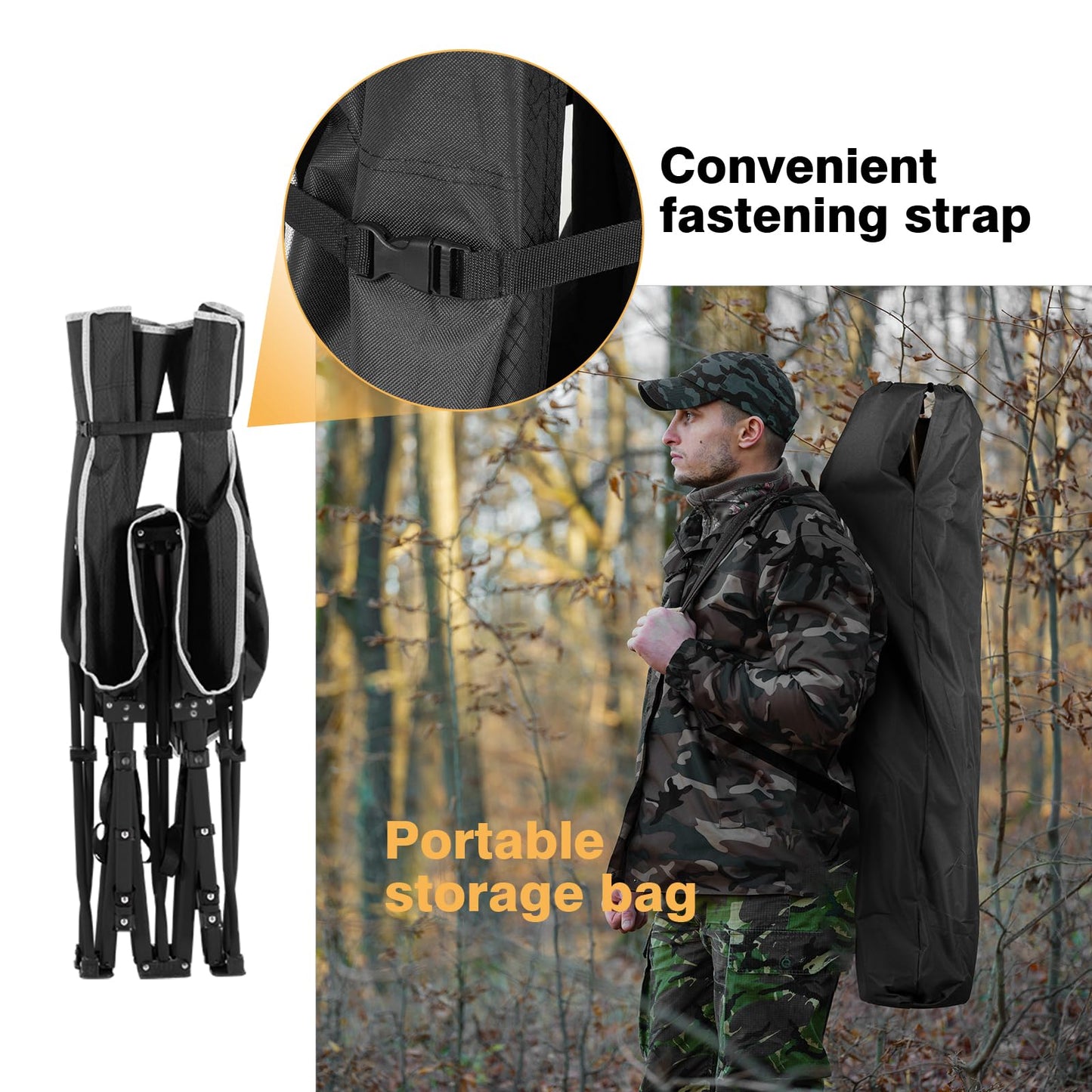 Overmont Portable Folding Camping Cot - 28” Extra Wide Portable Sleeping Cot Load 550 LBS with Carry Bag for Outdoor Travel Home Office Nap, Black OVERMONT