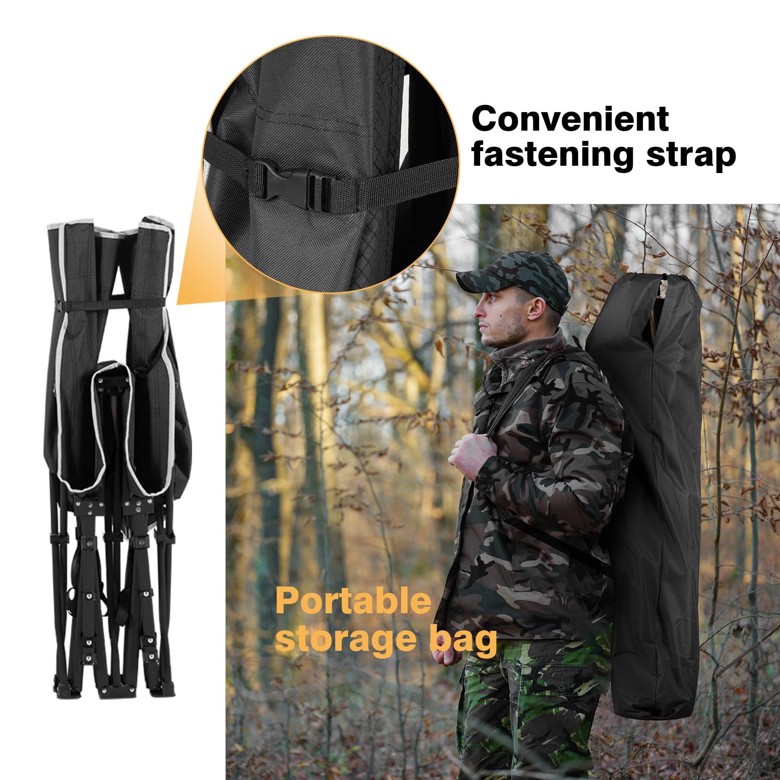 Overmont Portable Folding Camping Cot - 28” Extra Wide Portable Sleeping Cot Load 550 LBS with Carry Bag for Outdoor Travel Home Office Nap, Black OVERMONT