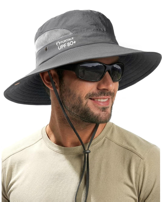 FURTALK Mens Bucket Sun Hat UPF 80+ Wide Brim Hiking Fishing Beach Outdoor Hats Dark Grey - Available at All In One Marketplace Canada