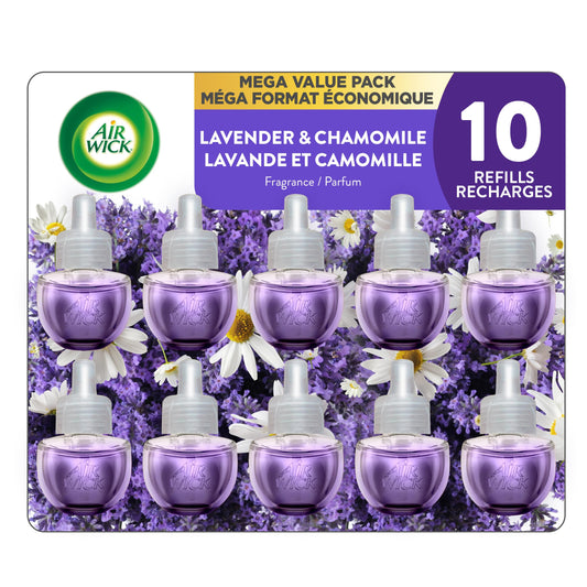 Air Wick Plug in Scented Oil Refills, Lavender and Chamomile, Eco Friendly, Essential Oils, Air Freshener, 0.67 Fl Oz (Pack of 10)