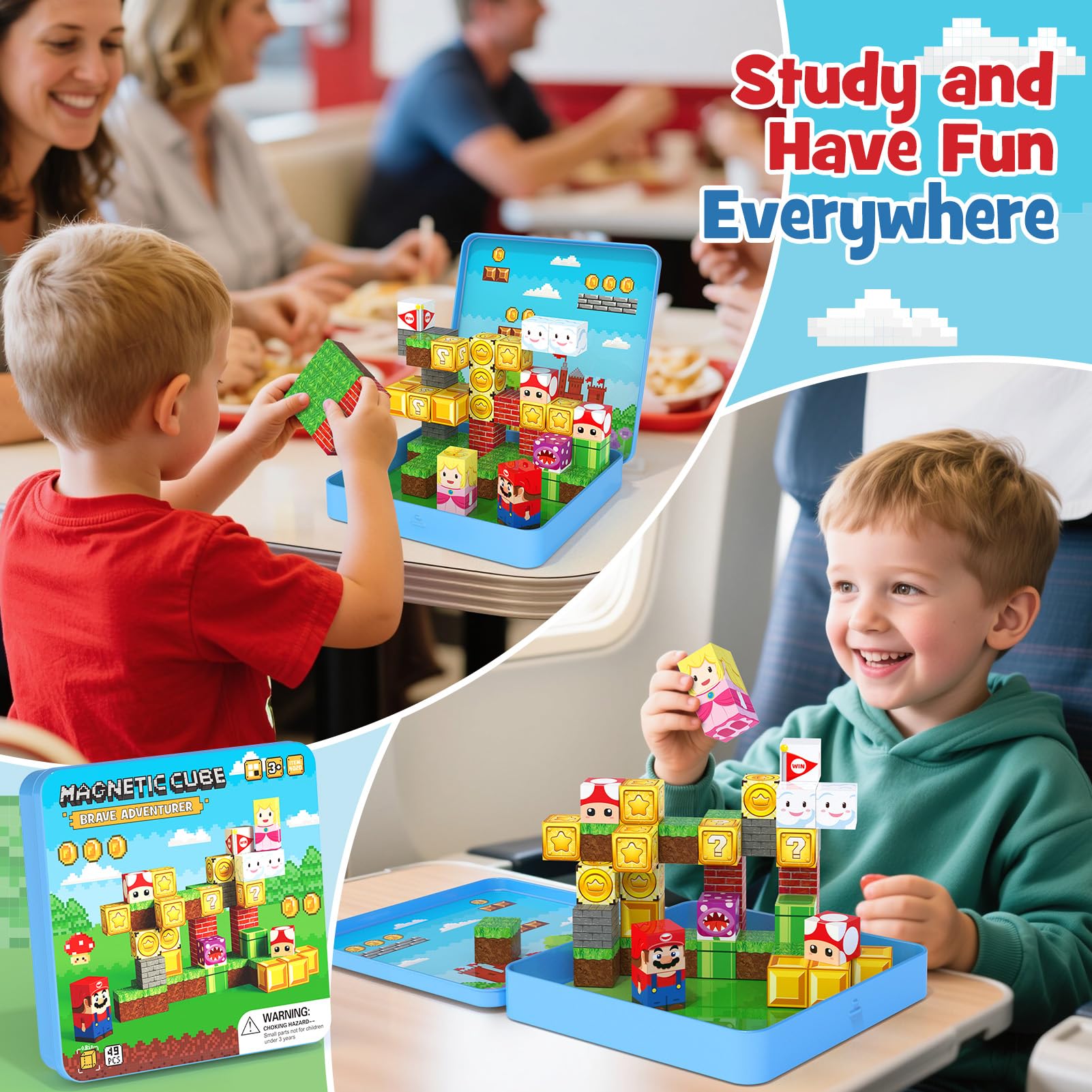 Mini Magnetic Blocks - 49 PCS Travel Magnet Building Blocks for Toddlers - STEM Educational Magnetic Building Toys with Portable Iron Box for Kids Ages 3-8 Boys & Girls - Available at All In One Marketplace Canada