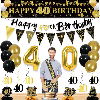 40th Birthday Decorations for Men, Black Gold 40th Party Decoration Set 🍁 All In One Marketplace Canada