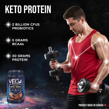 Vega Protein + Recovery, Mocha – 30g Vegan Protein, Dairy & Gluten Free, Probiotics, NSF Certified, 812 g (19 Servings) 🍁 All In One Marketplace Canada