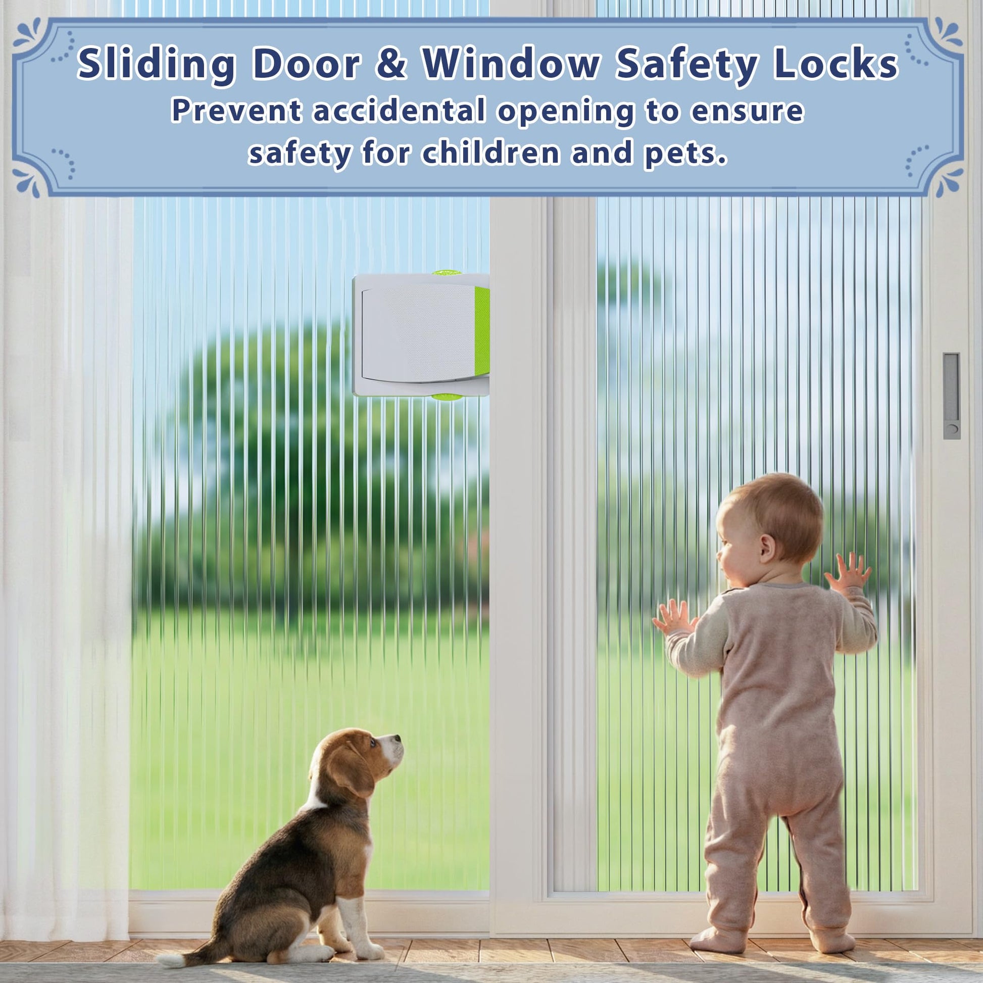 4 Pack Sliding Glass Door Locks for Child Safety, Baby Proof Closets, Sliding Window Locks, with Strong 3M Adhesive Tape, No Screws or Drills, Easy Clean (Green) - Available at All In One Marketplace Canada