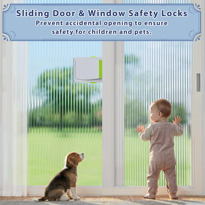 4 Pack Sliding Glass Door Locks for Child Safety, Baby Proof Closets, Sliding Window Locks, with Strong 3M Adhesive Tape, No Screws or Drills, Easy Clean (Green) - Available at All In One Marketplace Canada
