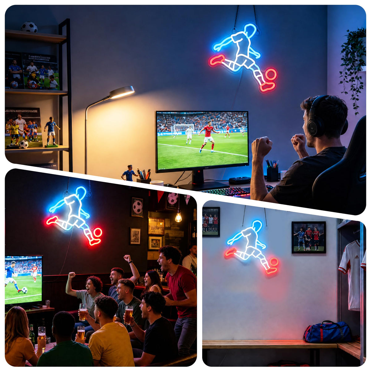 FULLOSUN Soccer Neon Sign, Dimmable LED Football Player Night Light, USB Powered for Man Cave Game Room Bedroom Party Wall Decor, Gift for Soccer Sports Lover Man Boy Teen Kid Birthday Christmas 🍁 All In One Marketplace Canada
