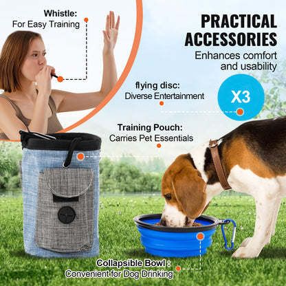 VEVOR Dog Agility Training Equipment, 7 PCS Set Upgrade w/Adjustable High Hurdles,6 Weave Poles,2 Tunnels,Jump Ring,Pause Box, Whistle,Foldable Bowl,Puppy Obstacle Course Kit w/ 3 Bags VEVOR