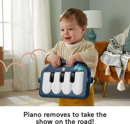 Fisher-Price Baby Playmat Kick & Play Piano Gym with Musical and Sensory Toys for Newborn to Toddler, Navy Fawn