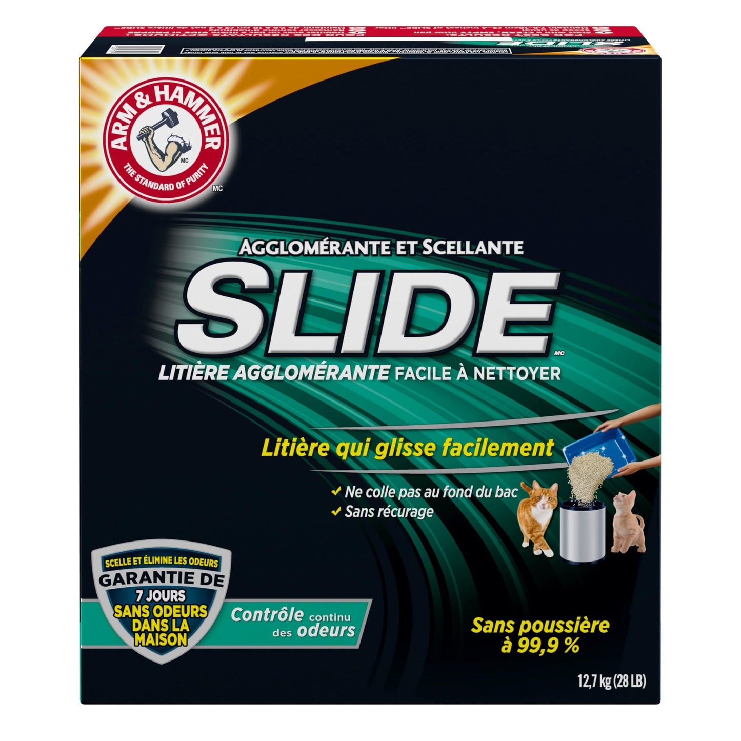 Arm & Hammer Clump & Seal Slide Clay Cat Litter, Non-Stop Odour Control, 12.7kg, 7 Days of Odour Control, Dust Free, Clumping Litter (Pack of 1)