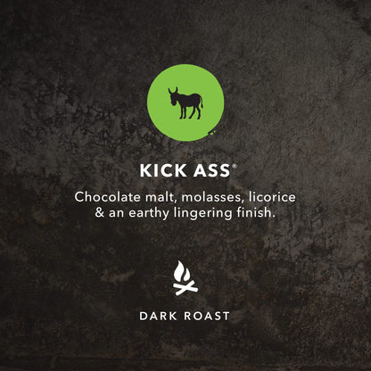Kicking Horse Coffee Kick Ass Dark Roast Whole Bean – Organic, Fairtrade, Kosher – 1 lb (6-Pack)
