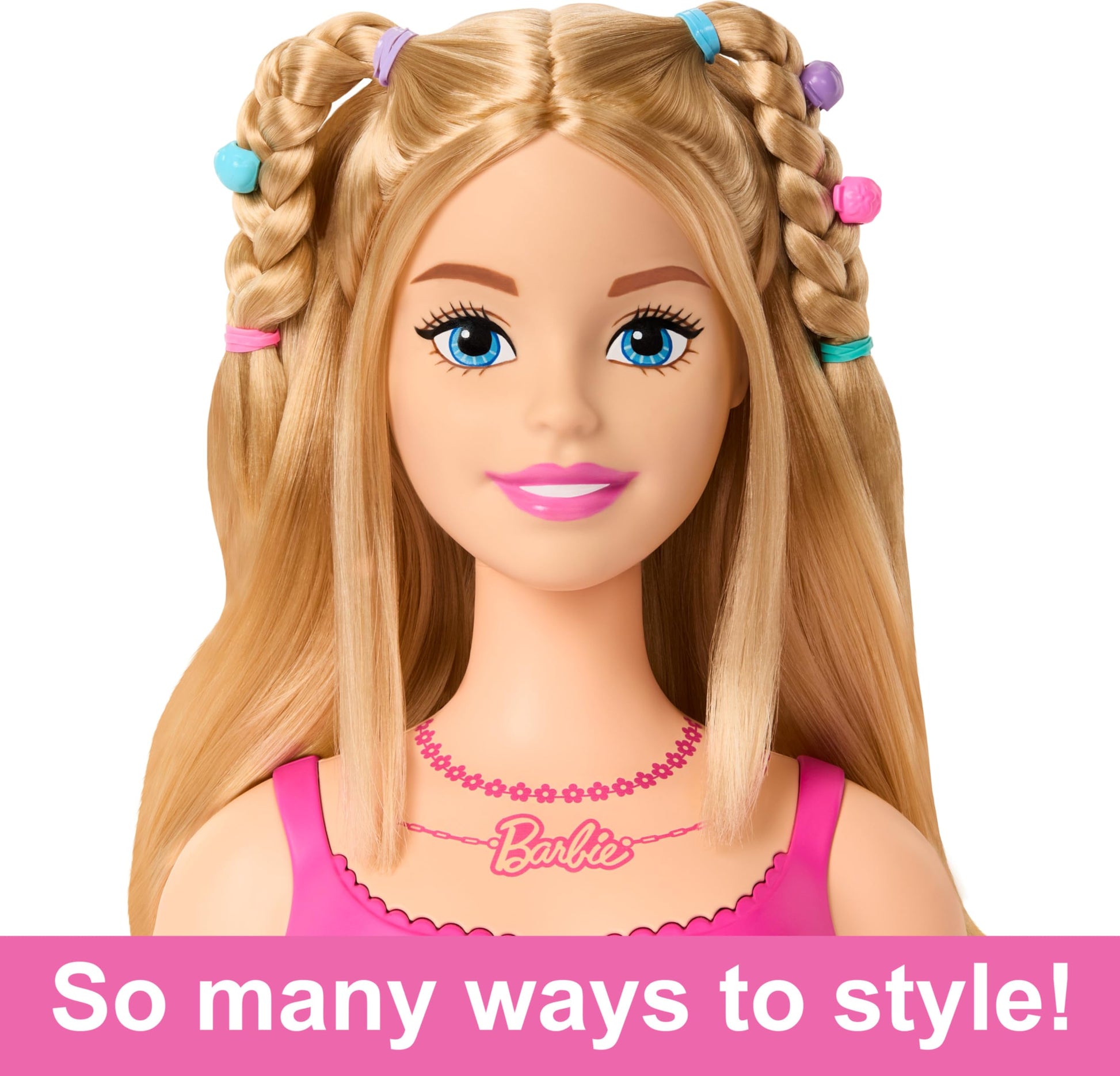 Barbie Doll Styling Head, Blond Hair with 20 Colorful Accessories, Doll Head for Hair Styling Barbie