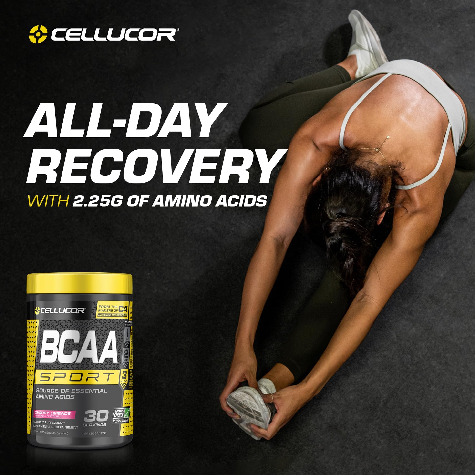 Cellucor BCAA Sport Recovery Powder – Cherry Limeade Flavor, 30 Servings