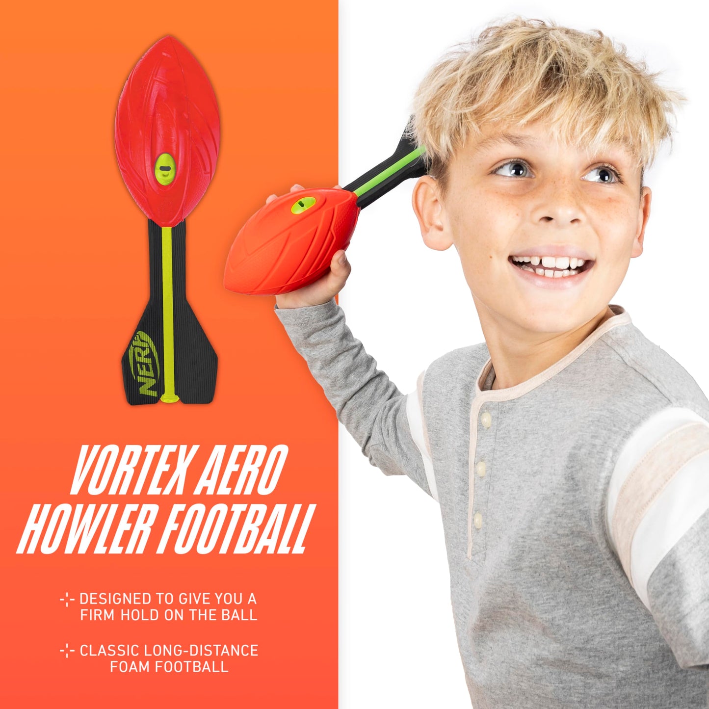 Nerf Vortex Aero Howler Foam Ball – Classic Long-Distance Football - Flight-Optimizing Tail - Hand Grip – Indoor and Outdoor Fun 🍁 All In One Marketplace Canada