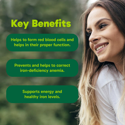 Organika Canadian-Made Absolute Iron - Iron Bisglycinate- High Availability, Gentle on Stomach, Boost Iron Levels- Beneficial for Women and Vegetarians- 120vcaps - Available at All In One Marketplace Canada