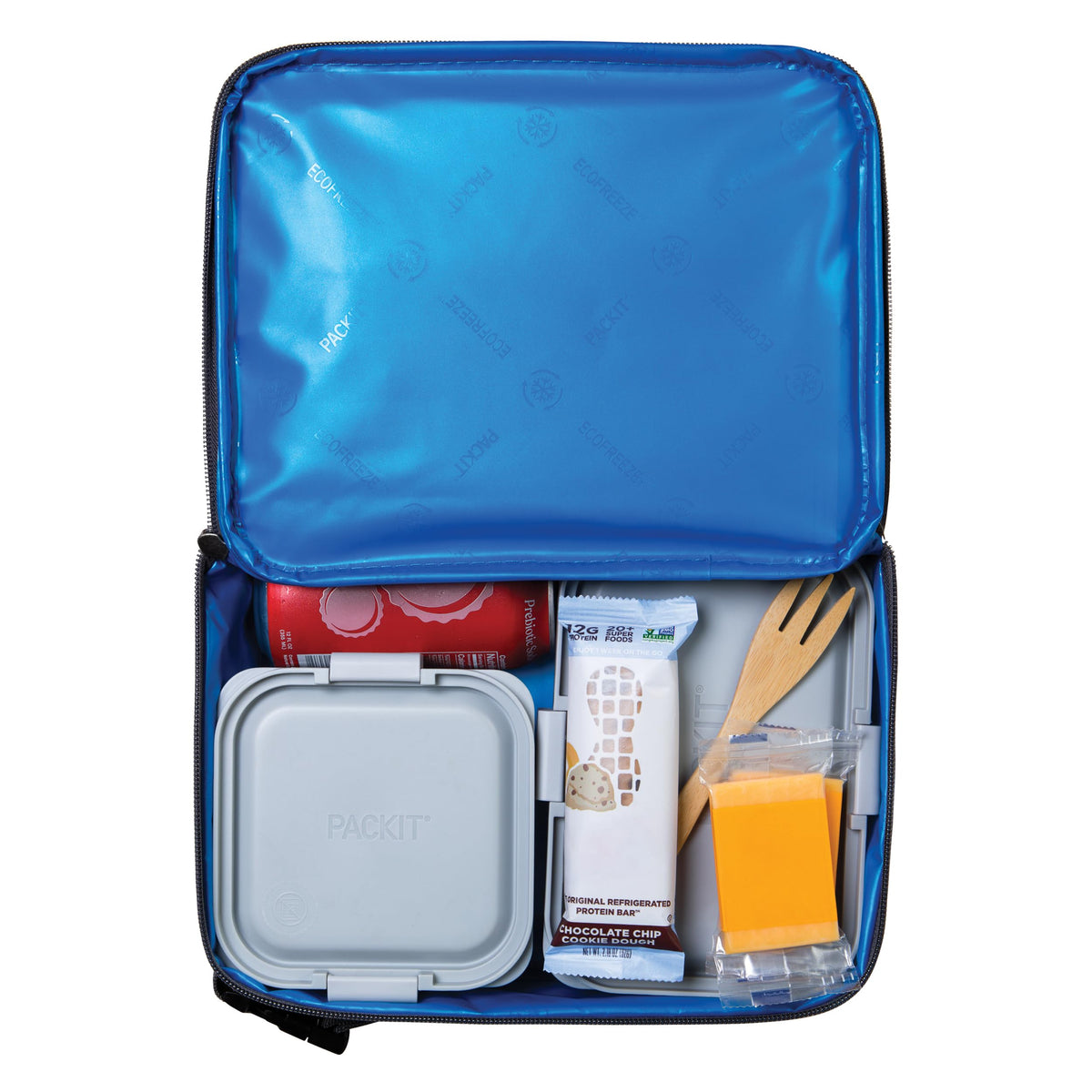 PackIt Freezable Classic Lunch Box, City Charcoal, Built with EcoFreeze® Technology, Collapsible, Reusable, Zip Closure with Front Pocket and Buckle Handle, for Work Lunch