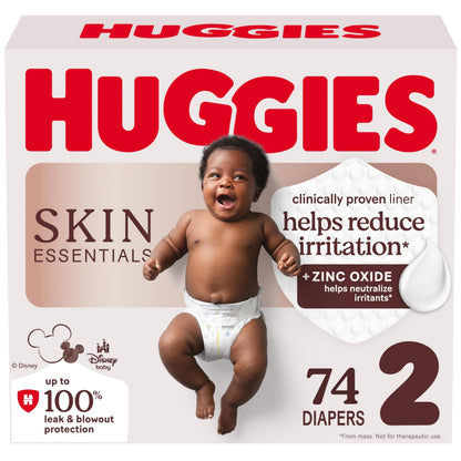 Huggies Size 2 Diapers, Skin Essentials Baby Diapers, Size 2 (12-18 lb.), 74 Ct
