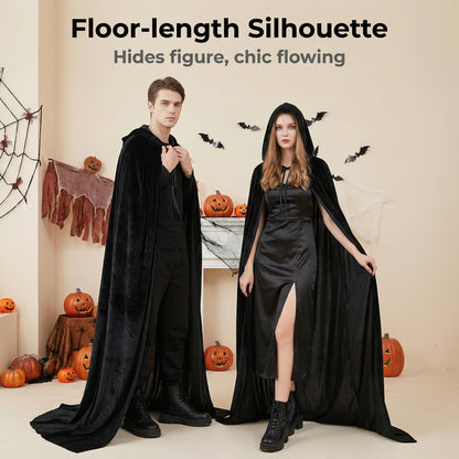 Proumhang Black Hooded Cloak Adult Long Cape Velvet Costume Halloween Carnival Christmas Cosplay 🍁 All In One Marketplace Canada