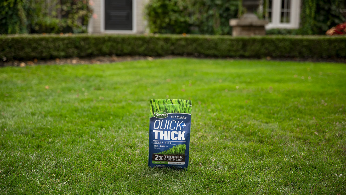 Scotts Turf Builder Quick + Thick Grass Seed (Sun and Shade Mix), 2.8kg (403 sq Meters / 4,347 sq feet Coverage) | Grow a Thick, Green Lawn Fast. for Areas That Experience Sun & Shade