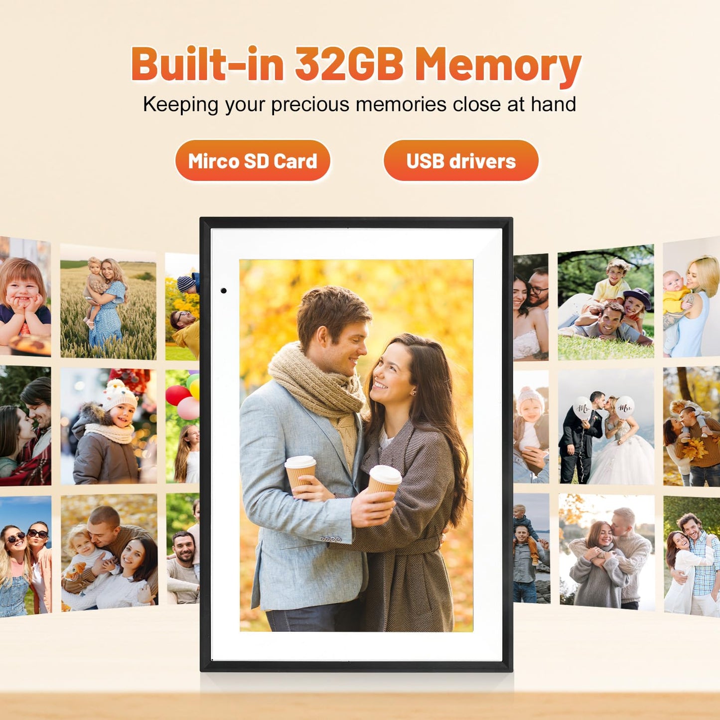 Anna Bella Digital Photo Frame 10.1 Inch with 1280x800 HD IPS Touch Screen, 32GB WiFi Digital Picture Frame with App Sharing, Auto-Rotate Photo Frame with Sleep Mode, Gift for Parents, Friends - Available at All In One Marketplace Canada