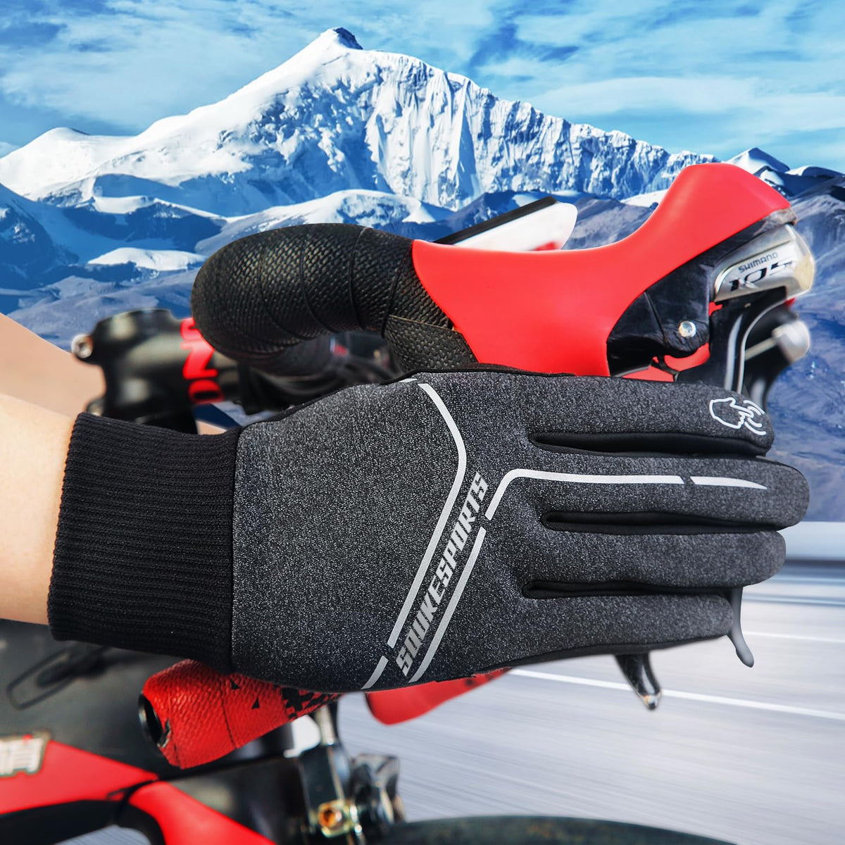 Souke Sports Winter Thin Cycling Gloves, Men Women Lightweight Thermal Padded Bike Gloves, Touchscreen Waterproof for Riding Running Hiking GE L 🍁 All In One Marketplace Canada