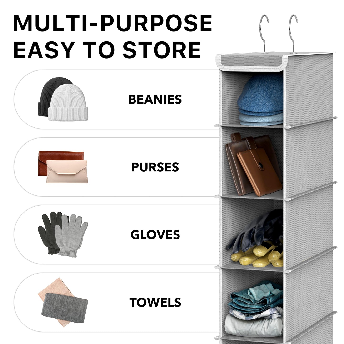 SimpleHouseware 10 Shelves Hanging Shoes Organizer Holder for Closet, Grey - Available at All In One Marketplace Canada
