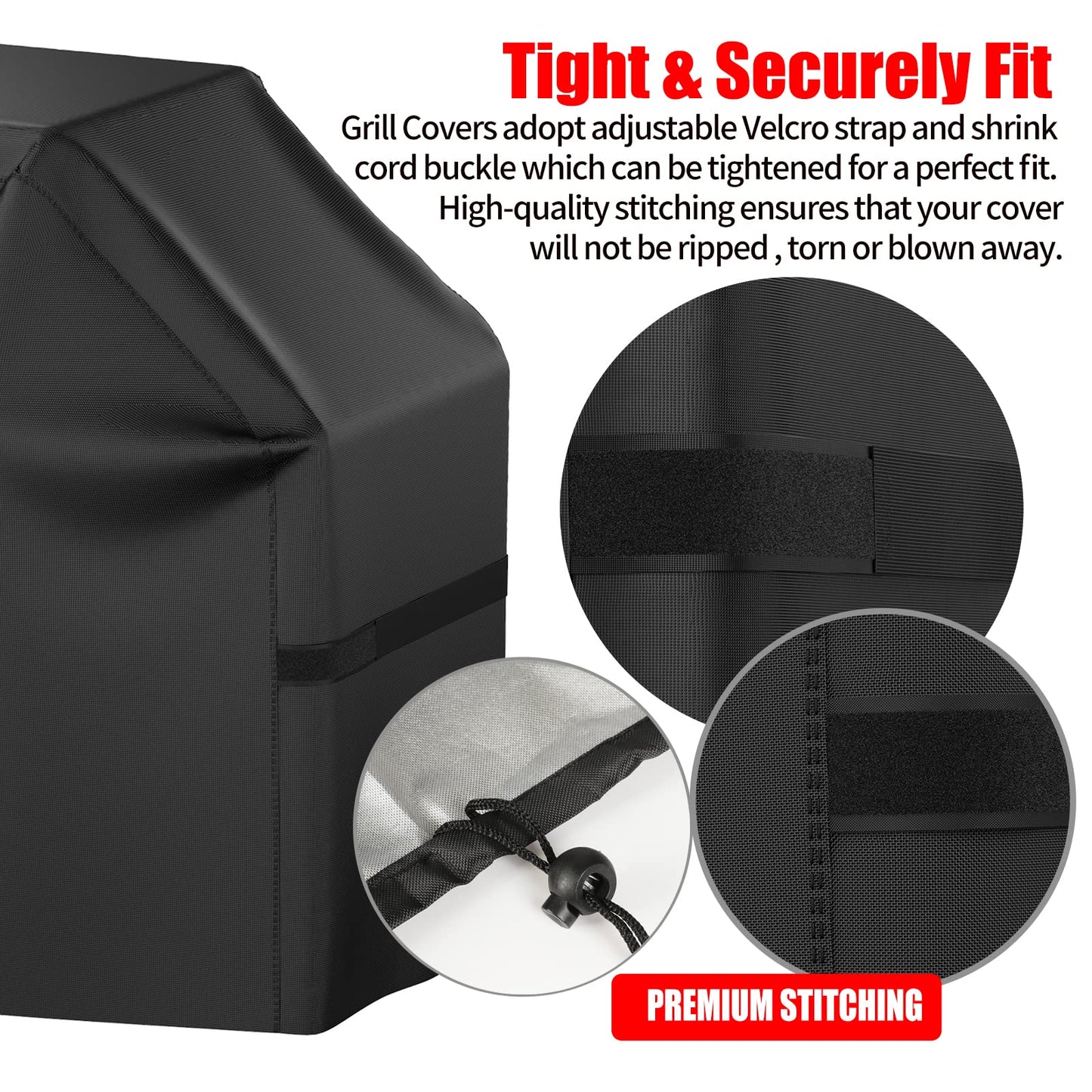 Grill Cover, 52 inch BBQ Gas Grill Cover Waterproof Weather Resistant, UV and Fade Resistant, UV Resistant Material for Weber Char-Broil Nexgrill Grills and More, Black