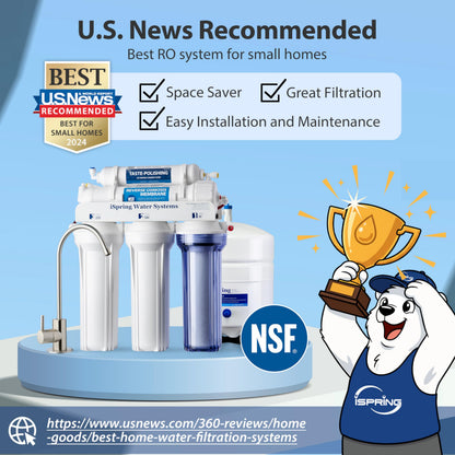 iSpring RCC7, NSF Certified, High Capacity Under Sink 5-Stage Reverse Osmosis Drinking Filtration System and Ultimate Water Softener, 75 GPD, Brushed Nickel Faucet 🍁 All In One Marketplace Canada