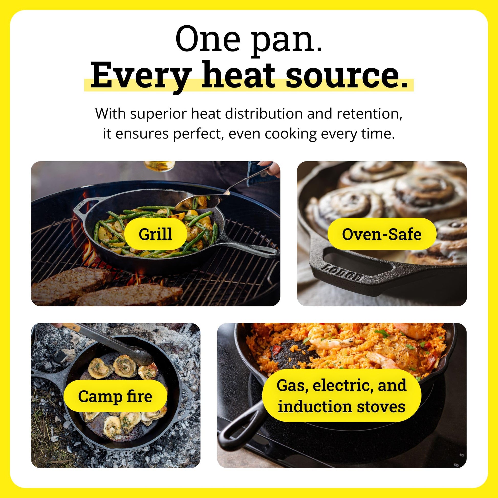 LODGE MFG L10SK3 Lodge Logic, 12" Diameter, 2" Deep, Pre-Seasoned Cast Iron Skillet, black - Available at All In One Marketplace Canada