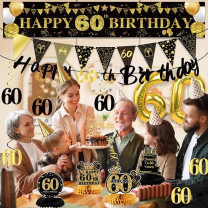 60th Birthday Decorations for Men, Black Gold 60th Party Decoration Set 🍁 All In One Marketplace Canada