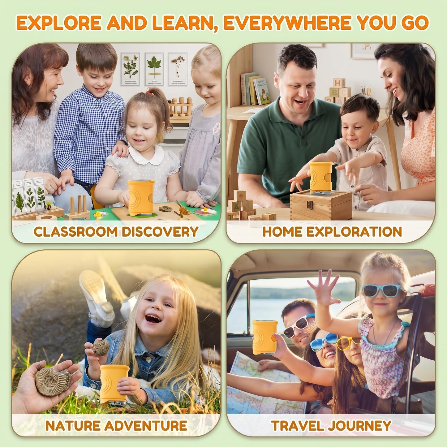 OAEBLLE Kids Microscope, 1000X 4K Digital Microscope with 2.4″ IPS Screen & 8 LED, USB Rechargeable, STEM Science Learning Kit Toys, Great Gift for Boys and Girls Aged 4-12