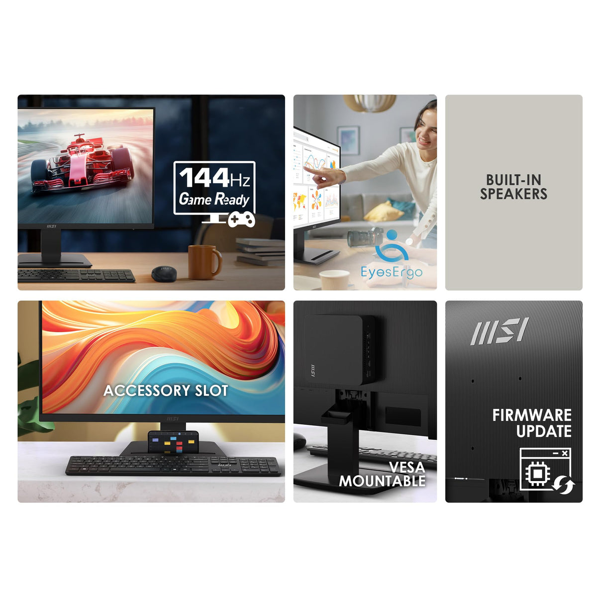 msi PRO MP273Q E14 27-inch IPS 2560 x 1440 (QHD) Computer Monitor, 144Hz,Adaptive-Synch, HDMI, DP Port, VESA Mountable, Tilt, Speaker, 1ms, Black