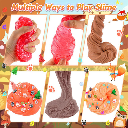 LAWOHO 6 Packs Slime Kit -Cloud, Butter, Clear Slime, Slimes for Kids with Forest Charms & Add-ins, Non Stick Slime Making Kit for Kids Party Favors, 360ml Slimes Kits for Birthday Halloween Christmas 🍁 All In One Marketplace Canada