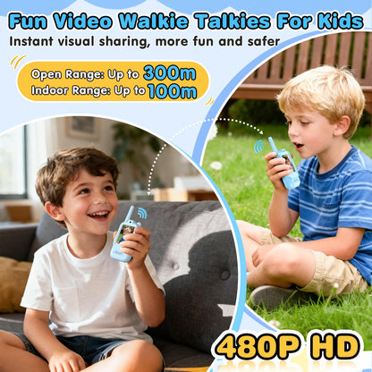 Video Walkie Talkies for Kids, 2 Pack Facetime Walkie Talkies with HD Camera & Voice Changer for Boys Girls for Family Games, Indoor, Outside, Hiking Christmas Birthday Toys Gift Ages 3-12 (Blue) 🍁 All In One Marketplace Canada