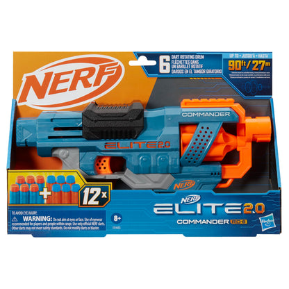 Hasbro Nerf Elite 2.0 Commander RD-6 Blaster, 12 Official Nerf Darts, 6-Dart Rotating Drum, Tactical Rails, Barrel and Stock Attachment Points, E9485 Nerf