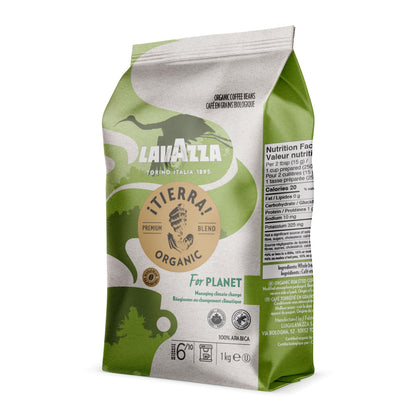 Lavazza Organic Tierra Whole Bean Coffee Blend - Light Roast, Premium Arabica Beans - 1KG Bag