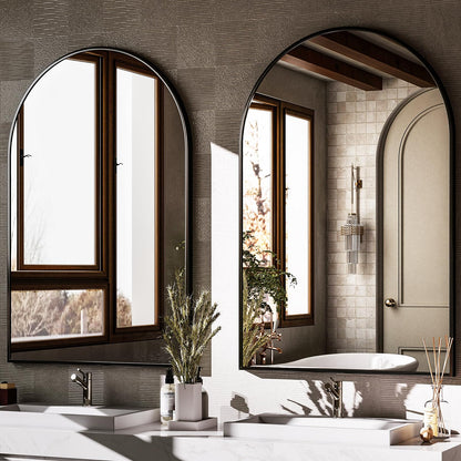 HARRITPURE 24"x36" Arched Wall Mirror, Black Bathroom Mirror for Wall